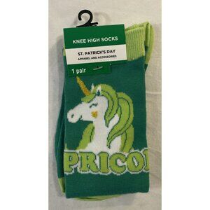 St Patrick's Day Knee High Socks Green Lepricorn Adult One Size Fits Most